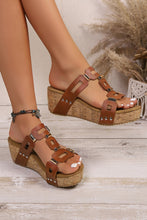 Load image into Gallery viewer, Sara Leather Wedge Platform Slippers