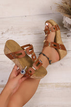 Load image into Gallery viewer, Sara Leather Wedge Platform Slippers
