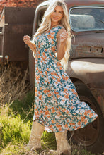 Load image into Gallery viewer, Kara Floral Tie Waist Sleeveless Holiday Long Dress
