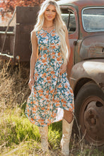 Load image into Gallery viewer, Kara Floral Tie Waist Sleeveless Holiday Long Dress
