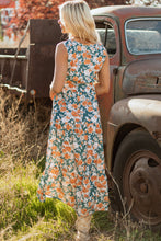 Load image into Gallery viewer, Kara Floral Tie Waist Sleeveless Holiday Long Dress
