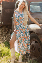 Load image into Gallery viewer, Kara Floral Tie Waist Sleeveless Holiday Long Dress
