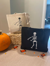 Load image into Gallery viewer, Flossing Skeleton Halloween Tote Bag
