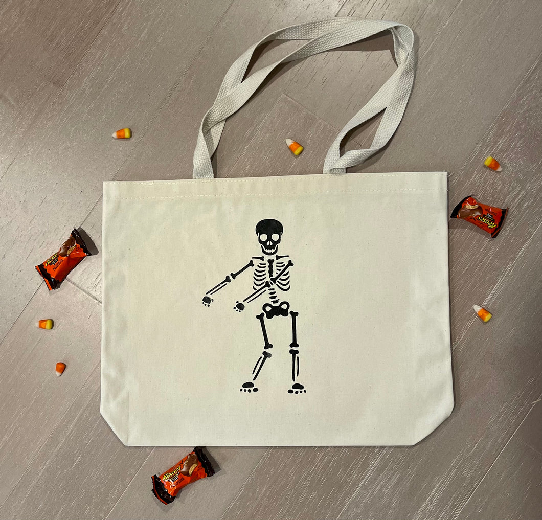 Flossing Skeleton Halloween Tote Bag